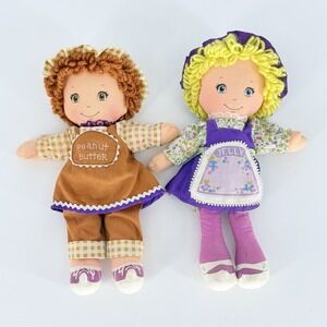 Amtoy Peanut Butter & Jelly Plush Dolls Set 1980 Vintage Rag Dolls 10in